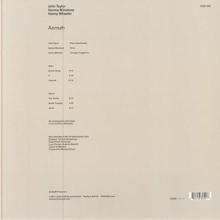 TAYLOR, John/NORMA WINSTONE/KENNY WHEELER - Azimuth (reissue)