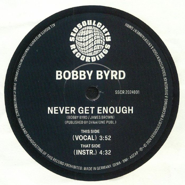 BYRD, Bobby - Never Get Enough