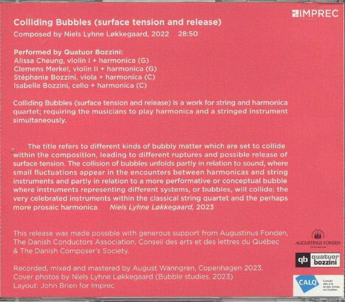 LOKKEGAARD, Niels Lyhne/QUATUOR BOZZINI - Colliding Bubbles