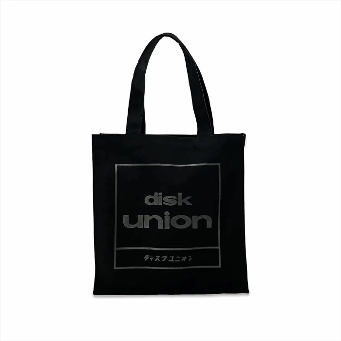 DISK UNION - Disk Union Large Capacity Square Logo Tote Bag (black with black logo)