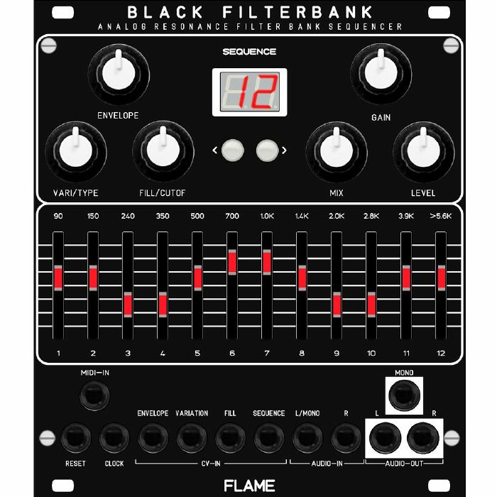 FLAME - Flame Black Filterbank Analogue Resonance Filterbank Sequencer Module