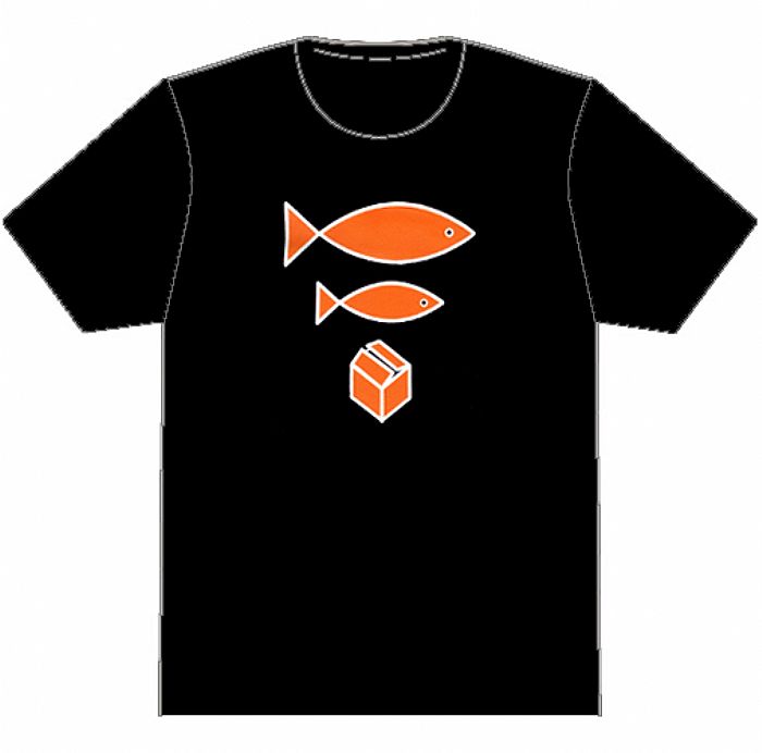 DMC - DMC Big Fish Little Fish Cardboard Box T-Shirt (black, orange logo)