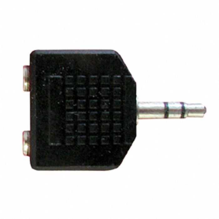 ADAPTER PLUG - 3.5mm (mini-jack) Double Adapter Plug (splits one male 3.5mm stereo mini-jack to two female stereo mini-jacks) (black)