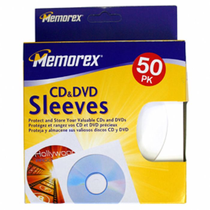 MEMOREX - Memorex White CD/DVD Sleeves (pack of 50) (protect & store your valuable CDs & DVDs)