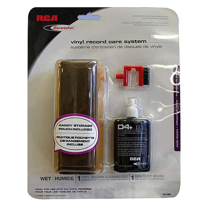 RCA - RCA Discwasher D4 & Cleaner (includes vinyl record cleaning pad, mini dust brush & handy storage pouch)