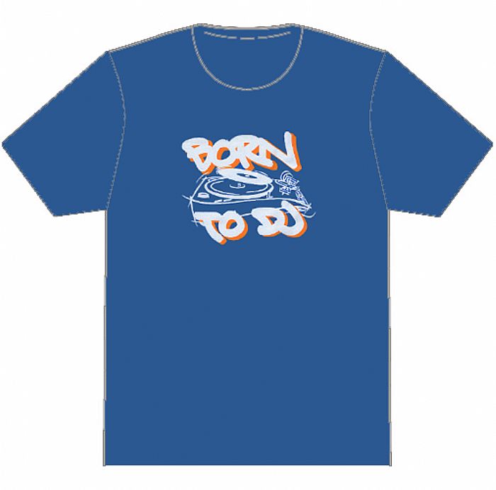DMC - Born To DJ T-Shirt (blue with white & orange design)