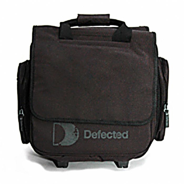 DEFECTED - Defected Record Trolley Bag (black) (holds 50 records, multiple pockets for headphones/accessories, teflon coated to repel rain/stains, defected logo on front, side pockets & lined interior, dimensions:15" x 17" x 9")