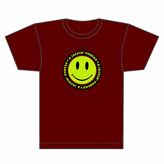 A JACKIN PHREAK - A Jackin Phreak T-Shirt (red with yellow smiley face)