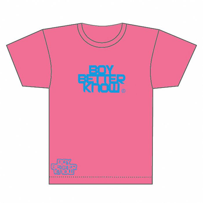 Boy Better Know T-Shirt (pink with blue logo) at Juno Records.