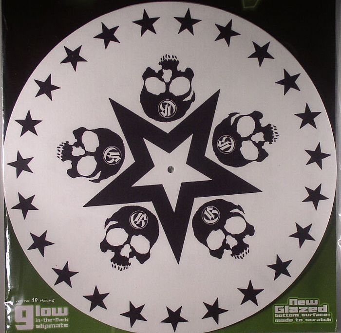 GLOWTRONICS - Glowtronics Skull Star 12" Vinyl Record Glow In The Dark Slipmats (pair)