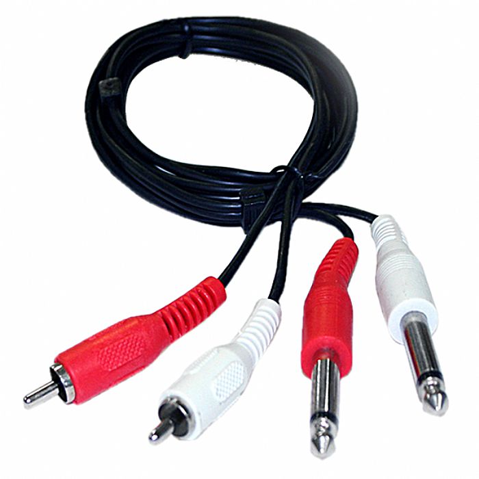 AV LINK - AV Link 2x RCA Plugs To 2x 6.3mm Mono Plugs Cable (black, 1.2m)