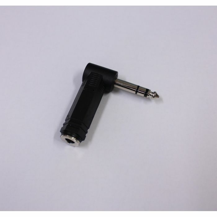 QTX - QTX Right Angle Adaptor Plug Single Male 1/4" (6.35mm) Stereo Jack Plug To Single Female 1/4" (6.35mm) Stereo Jack Socket