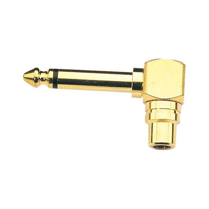 QTX - QTX RCA Phono Socket To 6.3mm Mono Jack Plug Right-Angled Adaptor (gold, single)