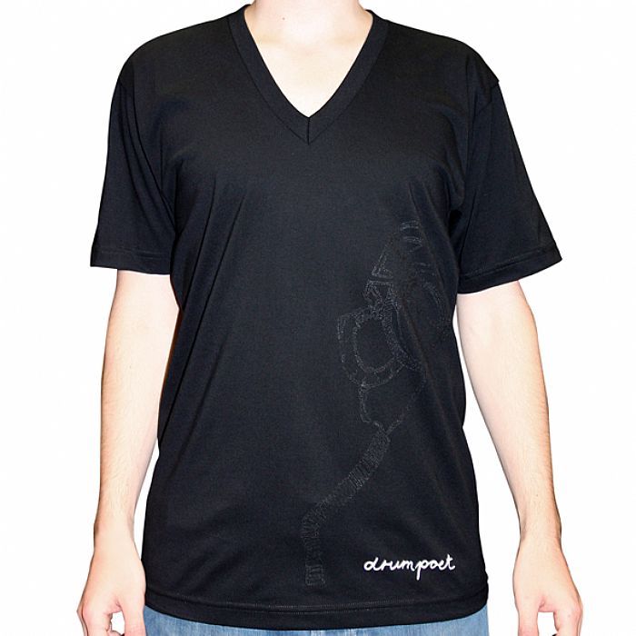 DRUMPOET COMMUNITY - Drumpoet Community T-Shirt (black v-neck with black headphone logo)