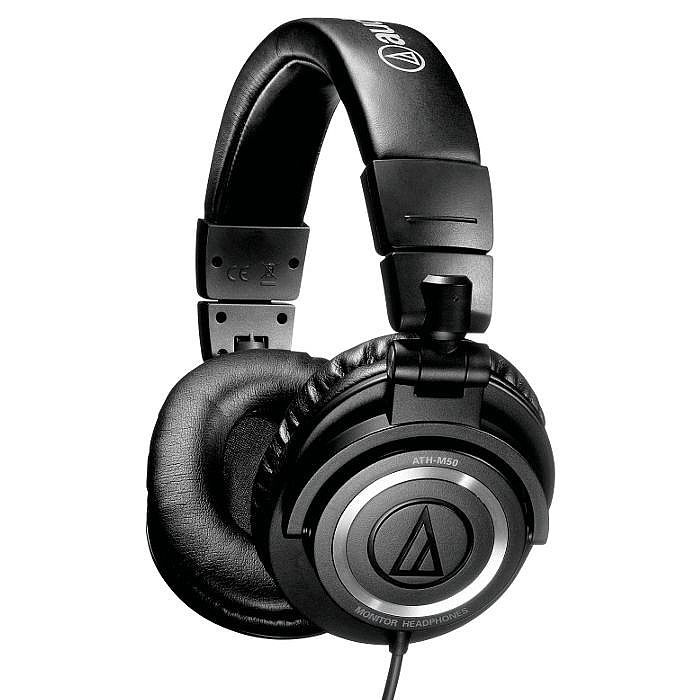 Audio Technica ATHM50 Professional Studio Monitoring Headphones (black, coiled cable)