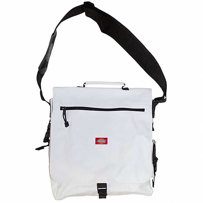 DICKIES - Dickies Deluxe DJ Bag (white) (holds approximately 25 records, front zipped pocket for notepads etc, side mobile phone/ipod/cigarette packet sheath, durable fabric, sturdy construction)