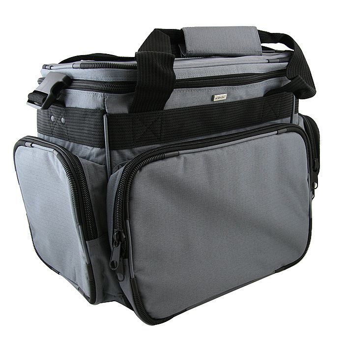 AGENDA - Agenda Carry 8 Box Record Bag (grey) (heavy duty 600D polyester ripstop/PVC fabric shell, toughened rubber corner rotectors, high density 1 inch thick EPE foam padding & PU board & reinforcement, 60 inch extra long detachable & adjustable shoulder strap)