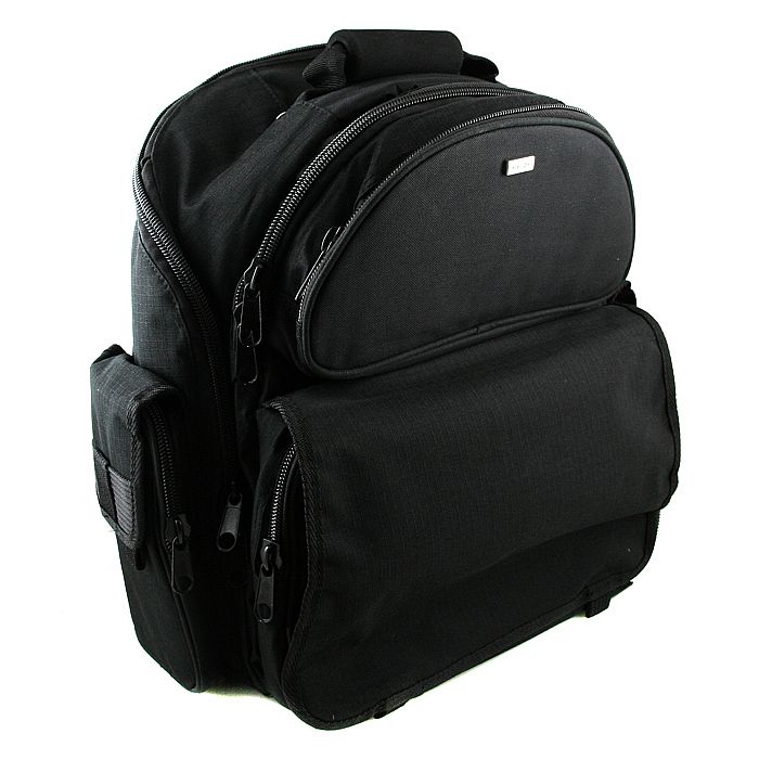 AGENDA - Agenda Pro DJ Backpack & 128 CD Case (black) (can hold approx 40-50 12'' vinyl records, 128 capacity CD case, main PE foam padded compartment has a removable padded divider to secure & separate your DJ hardware & equipment)