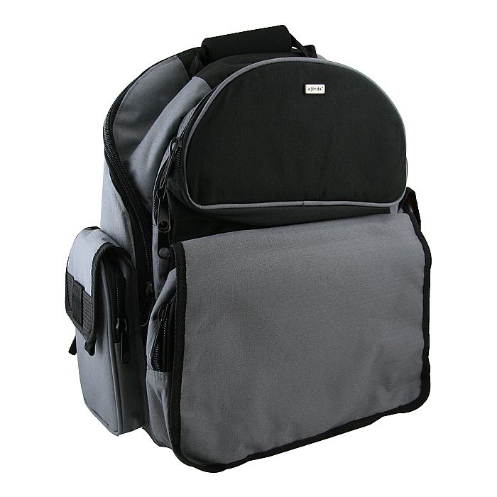 AGENDA - Agenda Pro DJ Backpack & 128 CD Case (grey) (can hold approx 40-50 12'' vinyl records, 128 capacity CD case, main PE foam padded compartment has a removable padded divider to secure & separate your DJ hardware & equipment)