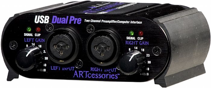 ART - ARTcessories USB Dual Pre Portable Preamplifier/Computer Interface (USB connectivity to desktop & laptop computers, low noise fully balanced XLR & 1/4-inch TRS combo inputs, up to 48 dB of clean gain, latency-free monitoring mix & level controls)