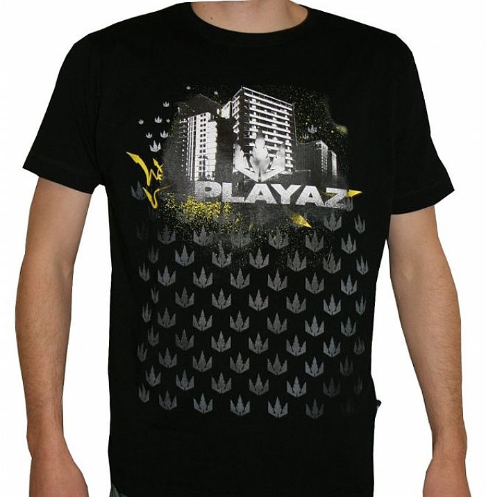 PLAYAZ - Playaz Graff T-shirt (black with black, white & yellow design)