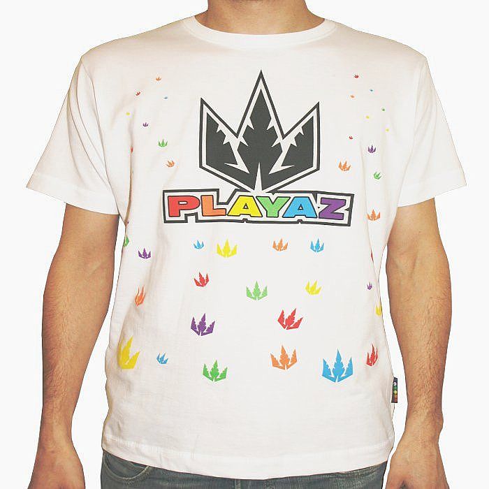 PLAYAZ - Mr Happy T-shirt (white with multicoloured print)