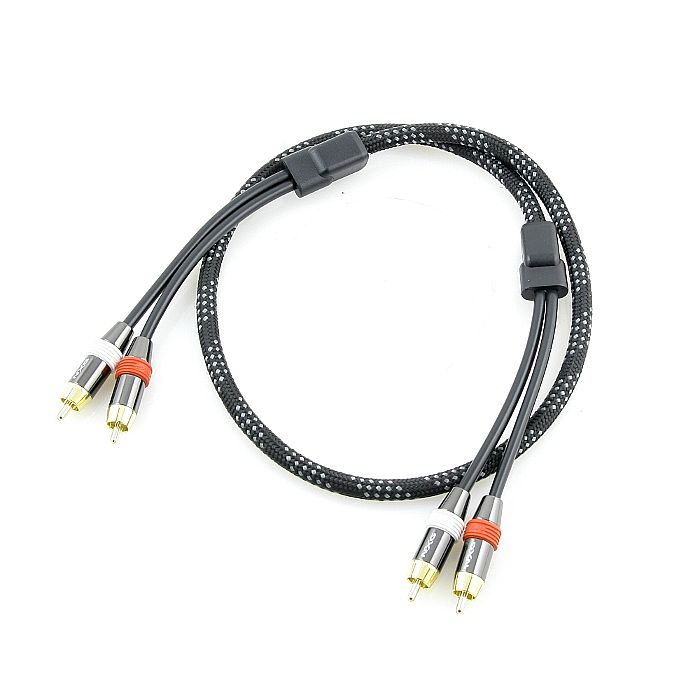 PHONO (RCA) STEREO AUDIO CABLE - NXG Black Pearl Series Professional Stereo Audio Cable (1 metre) (male to male stereo phono (RCA) cable)