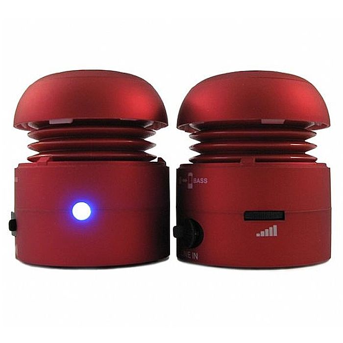 CHILL PILL - Chill Pill Mobile Speakers (red) (compact, expandable, rechargable, retractable cable, patented design, 6 hour play time, balanced sound, big volume)