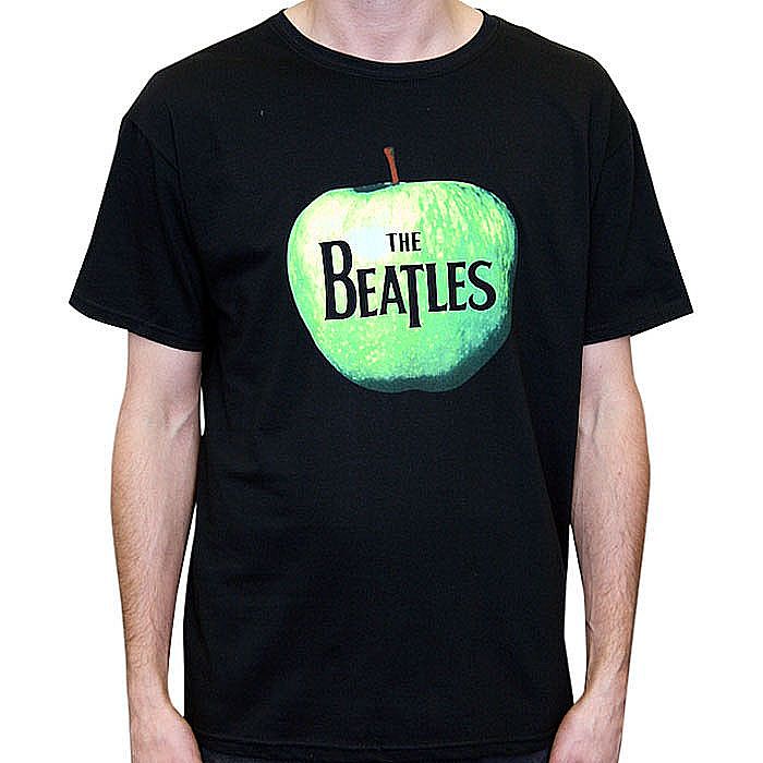 Apple T-shirt (black with green & black print) at Juno Records.