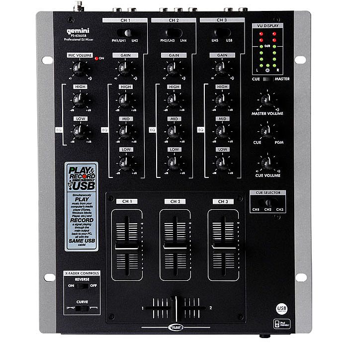 GEMINI Gemini PS 626USB Mixer (professional DJ mixer with USB