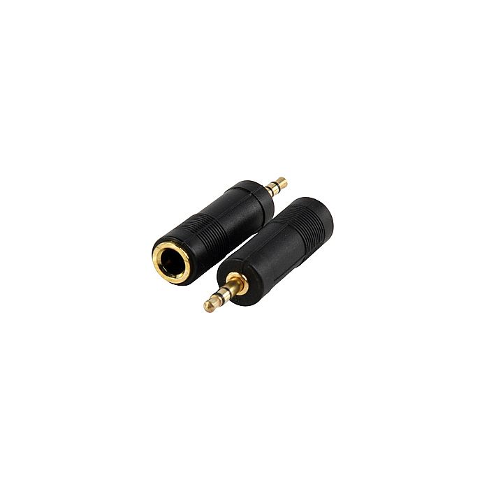 ADAPTER PLUG - Female 1/4" (6.35mm) Stereo Jack Plug To Male 3.5mm (1/8") Stereo Mini Jack Plug Adapter