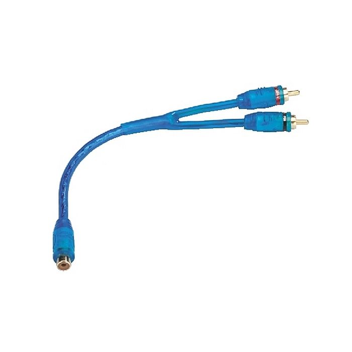 PHONO (RCA) Y ADAPTER CABLE - Pair of Male Phono (RCA) Plugs to Female Phono (RCA) Socket (0.25 metres, blue, gold-plated connectors)