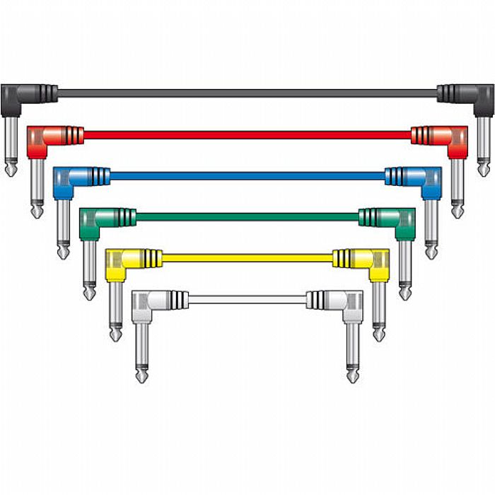 CHORD - Chord 6.3mm Mono Jack Plug To 6.3mm Mono Jack Plug Patch Cable (0.15m/mixed colours/pack of 6)