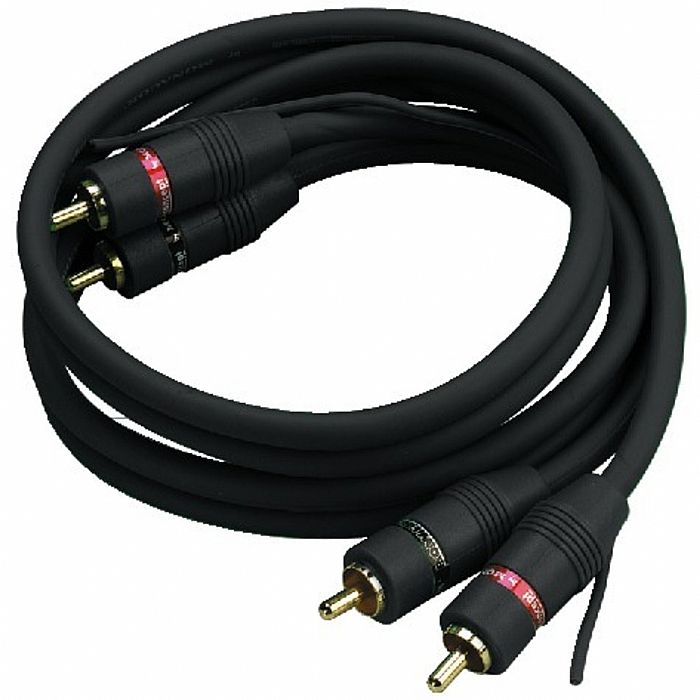 MONACOR - Monacor AC-500/SW Twin Male To Male Stereo Phono (RCA) Plugs Audio Cable With Ground Wire (5.0m, black)