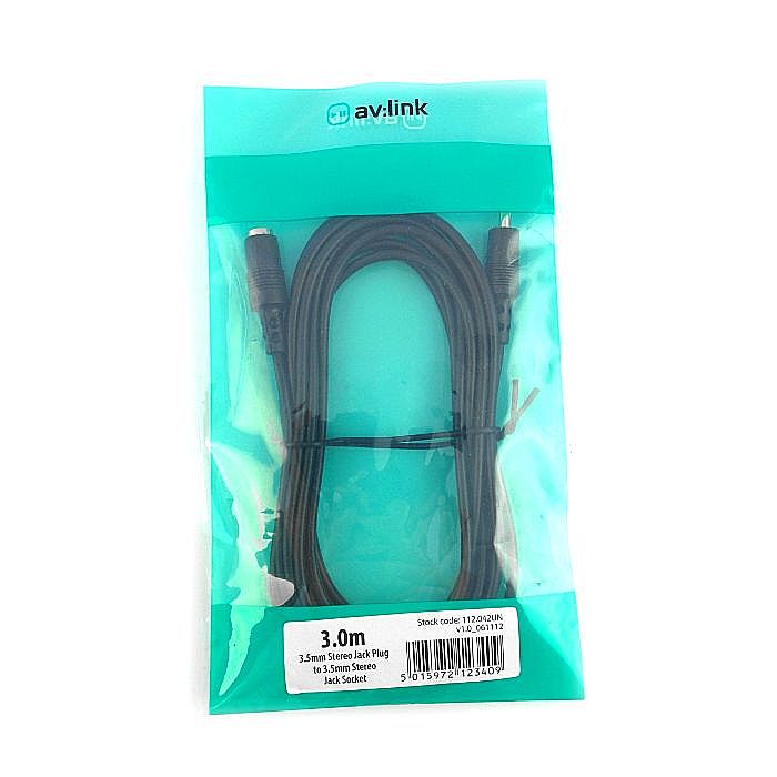 AV LINK - AV Link 3.5mm Stereo Mini Jack Plug To 3.5mm Stereo Mini Jack Socket Cable (black, 3.0m)