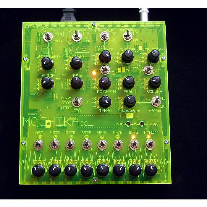 ATOMOSYNTH - AtomoSynth Mochika XL Analog Synthesizer + 8 Step Sequencer (version 2.1, toxic neon green edition)