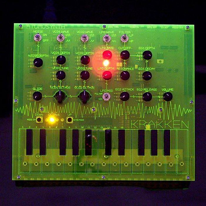 ATOMOSYNTH - AtomoSynth Krakken Compact Analog Synthesizer Keyboard (version 1.1, toxic neon green edition)
