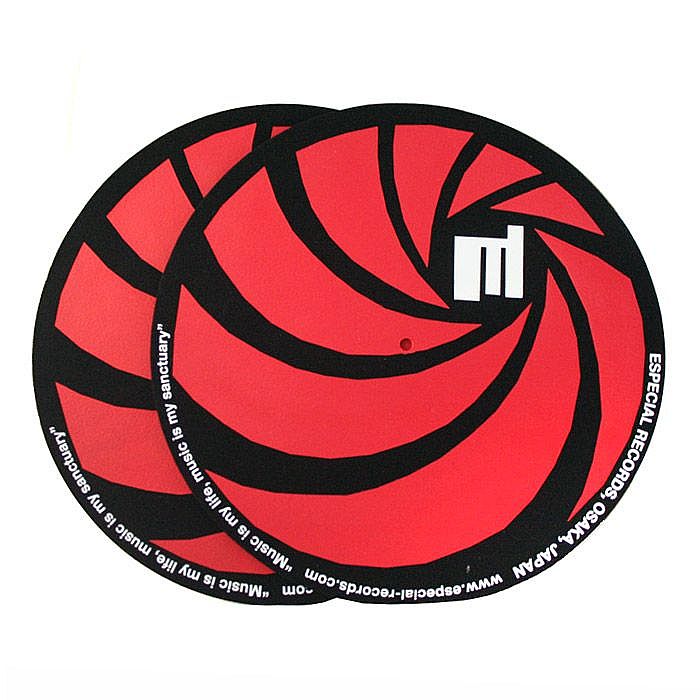 ESPECIAL - Especial Records Japan: Music Is My Life, Music Is My Sanctuary Slipmats (black slipmats with red logo print) (pair)