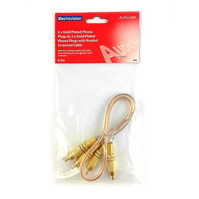 ELECTROVISION - Electrovision 2 Male To Male Stereo Phono (RCA) Cables (0.5m)
