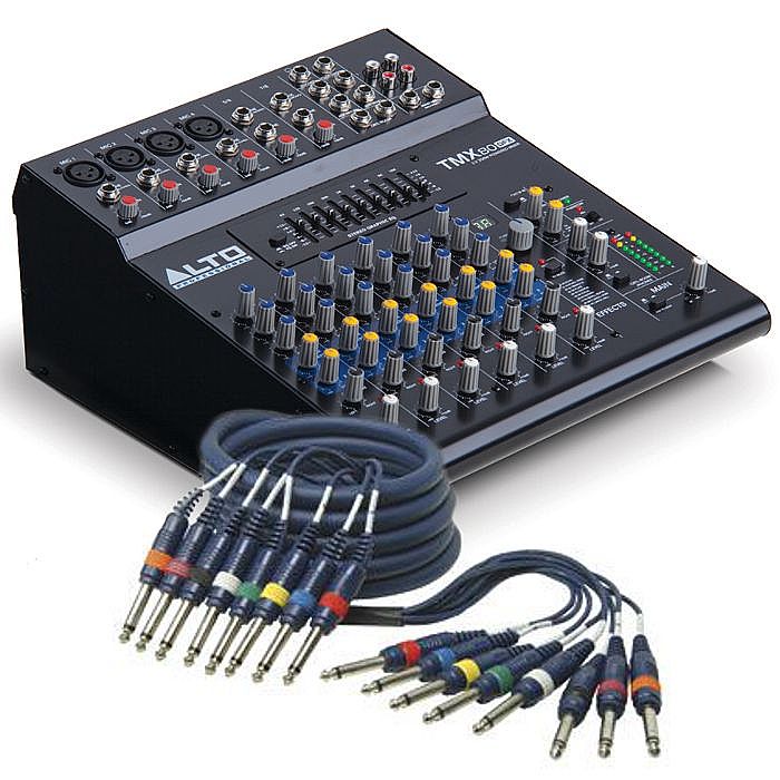 ALTO/QTX SOUND - Alto TMX80 8 Channel Powered Mixer with Digital FX + FREE 8 Way 1/4" Mono Jack Wiring Loom (3m)