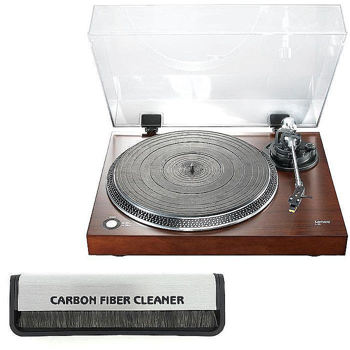 LENCO/ACC SEES - Lenco L90 USB Turntable (walnut) With Audacity Audio Production Software + FREE Antistatic Carbon Fibre Vinyl Record Cleaning Brush