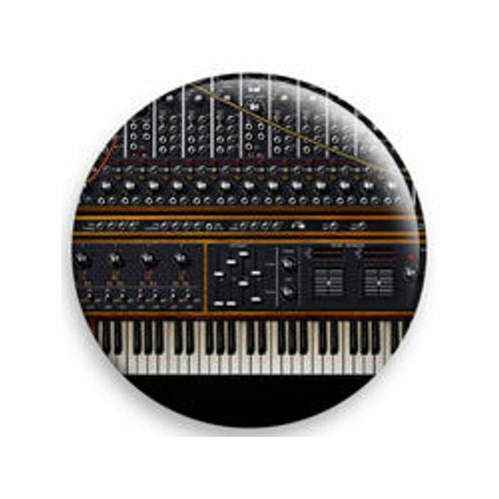 MOOG BADGE - Moog Synthesizer Pin Badge (Moog synthesizer on black background)