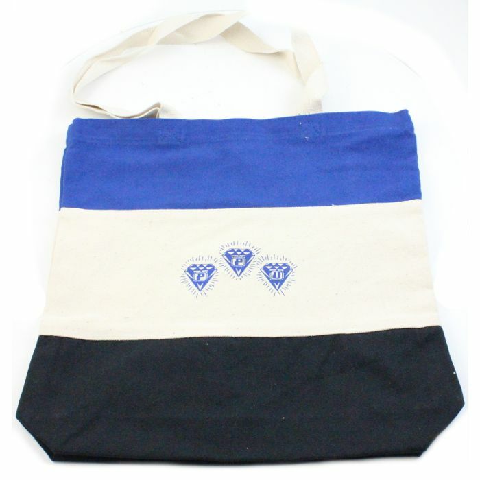 PEOPLES POTENTIAL UNLIMITED - Peoples Potential Unlimited Tri Colour Tote Record Bag (white/black/blue with black print)