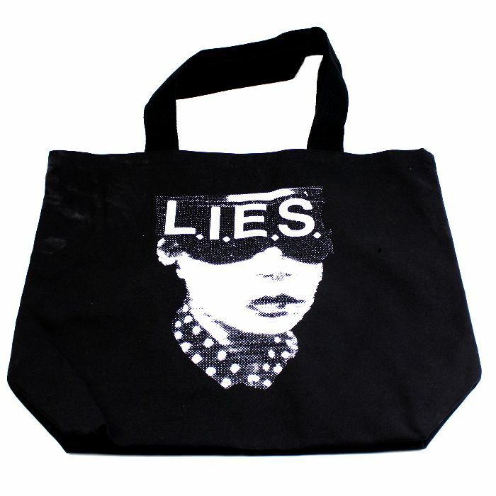 LIES - LIES Records Face Topaz Tote Bag (white on black)