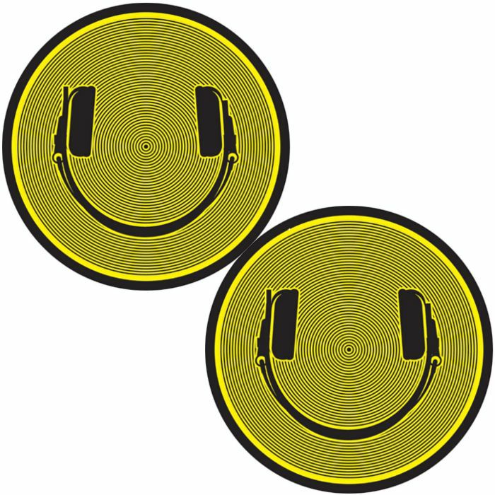 DMC - DMC Smiley Headphones Slipmats (pair, yellow on black)