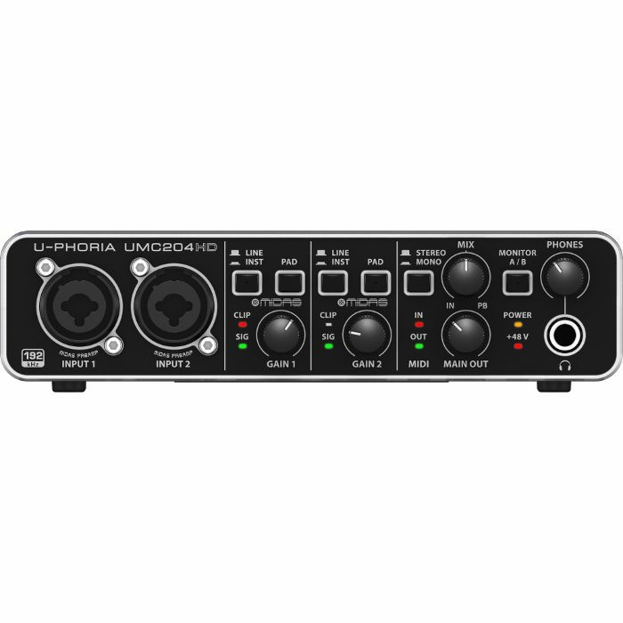 BEHRINGER - Behringer UPhoria UMC204HD Audiophile USB Audio & MIDI Interface With Tracktion 4 Software