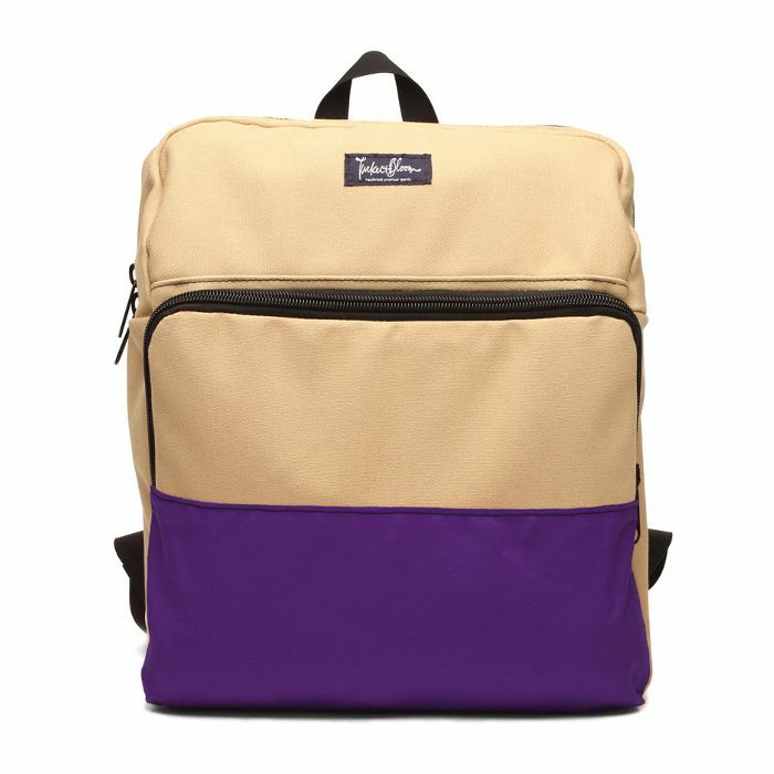 TUCKER & BLOOM - Tucker & Bloom Canvas Rhodes Laptop & Record DJ Backpack (tan & purple)