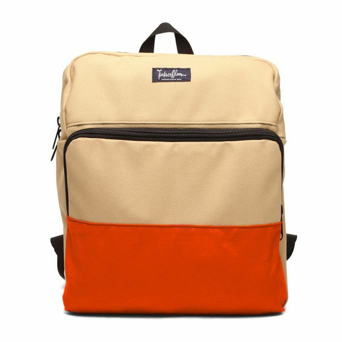 TUCKER & BLOOM - Tucker & Bloom Canvas Rhodes Laptop & Record DJ Backpack (tan & orange)