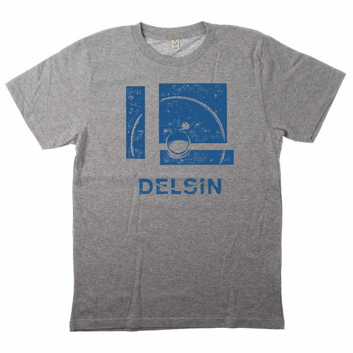 DELSIN - Delsin Label Stamp T Shirt (medium, heather grey with blue print)