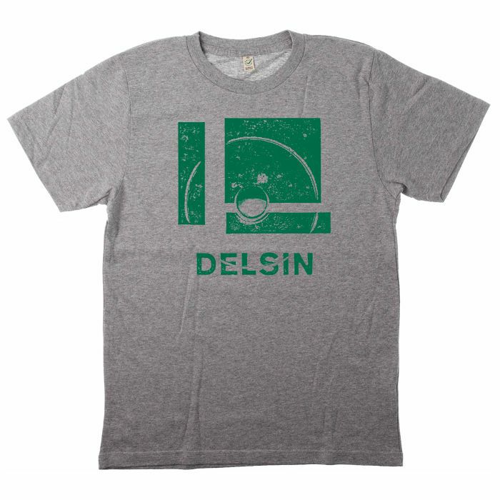 DELSIN - Delsin Label Stamp T Shirt (medium, heather grey with green print)